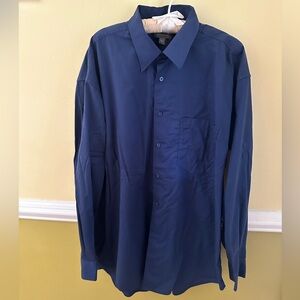 Nexus Wrinkle Resistant Blue Button Down Long Sleeve Dress Shirt Men’s XL Cotton